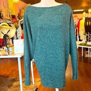 White Birch Off-the-Shoulder Teal Sweater